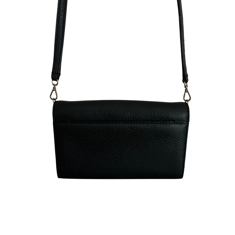 Kate Spade Black Pebbled Leather Crossbody Shoulder Bag Mini Gold Old Money - Picture 6 of 12